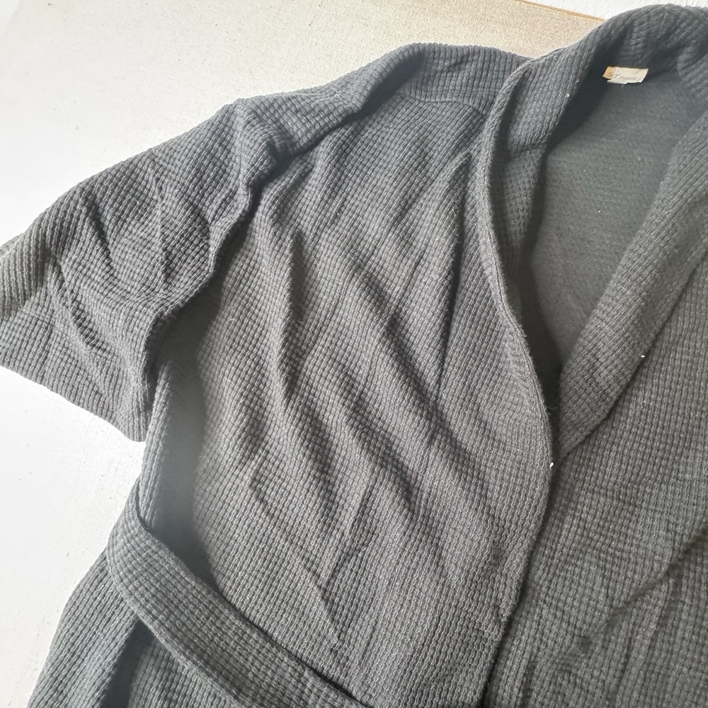 Skin Organic Women's Black 100% Cotton Waffle Robe